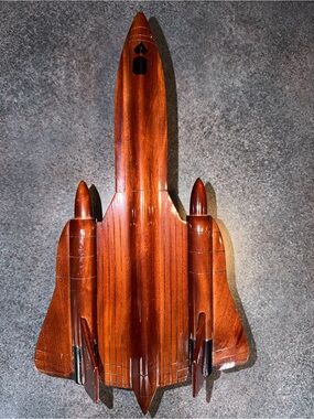 Handcrafted Wooden Space Shuttle Decor - Rich Mahogany Tone